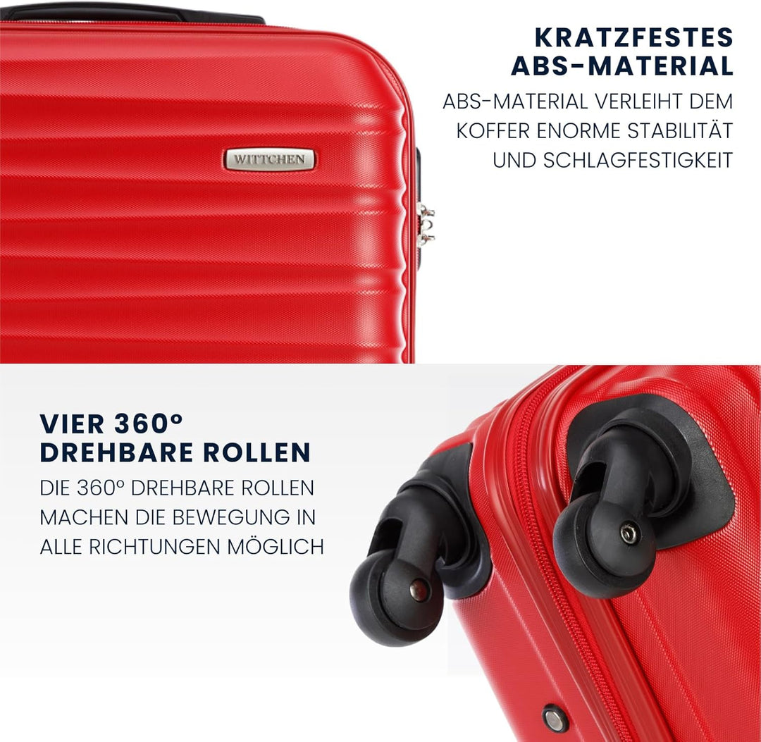 WITTCHEN Reisekoffer 4er Koffer-Set Rollkoffer Trolley Handgepäck Hartschale aus ABS mit 4 Spinner-R