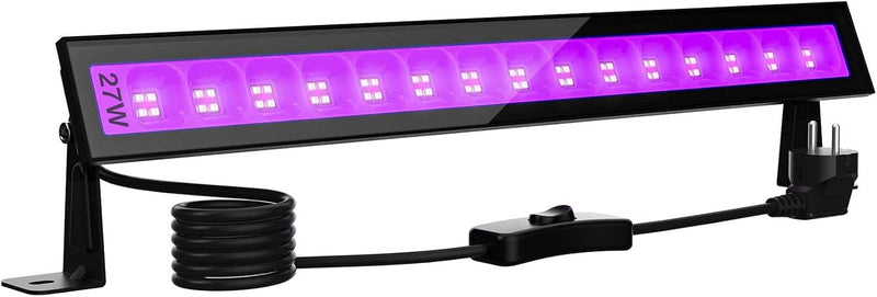 Onforu 2er 27W LED Schwarzlicht, UV Strahler mit Schalter, IP66 Wasserdicht Schwarzlichtlampe, UVA 4