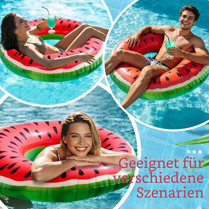 Yisscen Aufblasbar Schwimmring, Schwimmreifen für Erwachsene, 120cm Wassermelonen Schwimmschlauch, S