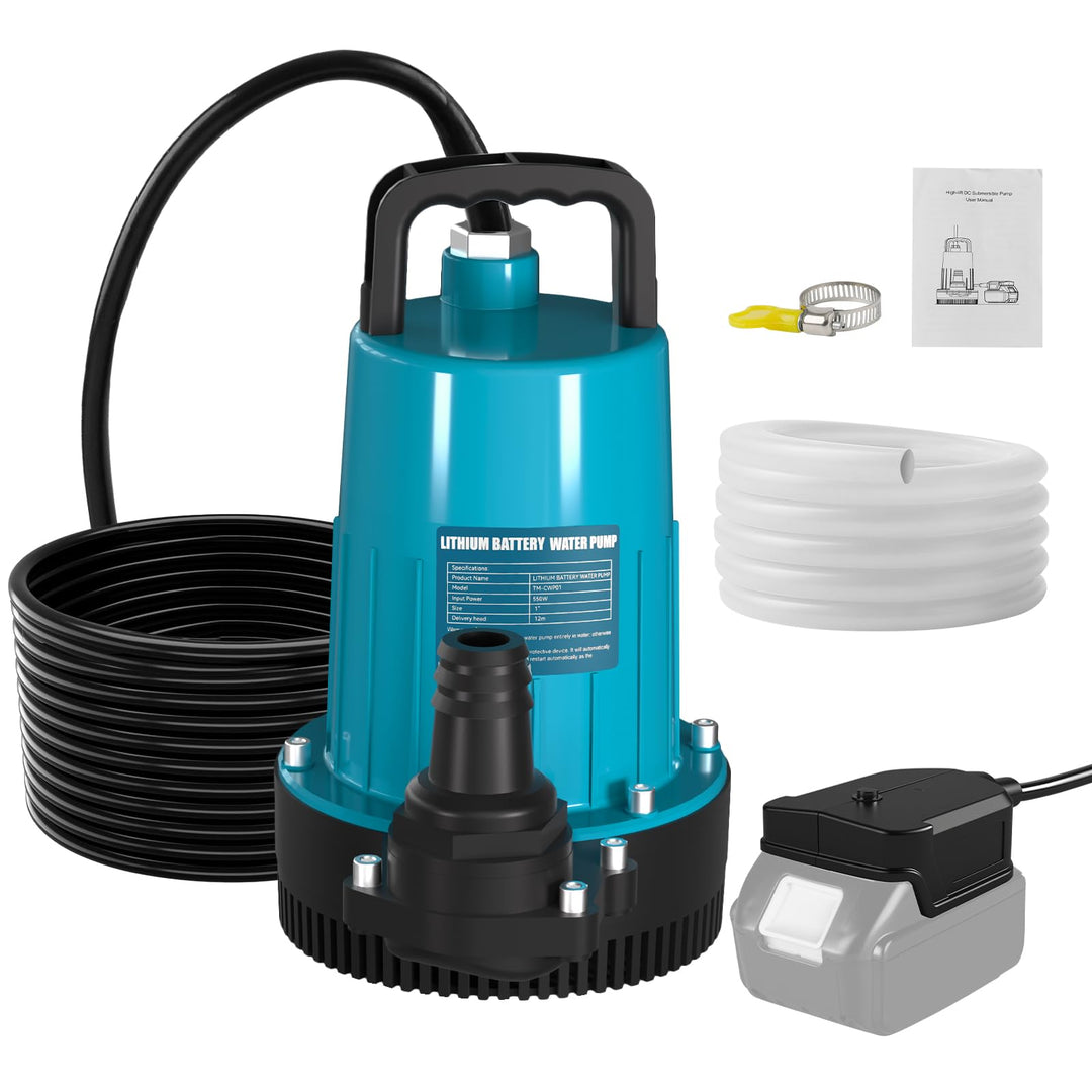 Akku Tauchpumpe Kompatibel mit Makita 18V Batterie (Ohne Akku), 2800L/H Fördermenge, Förderhöhe 12m,