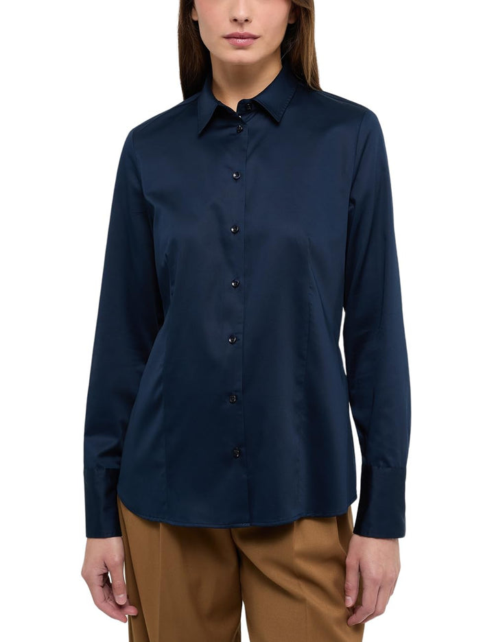 eterna Langarm Bluse Modern Classic Stretch unifarben