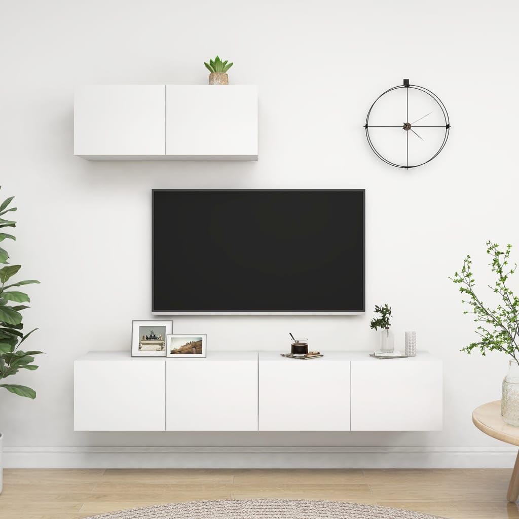 vidaXL 3X TV Schrank Wohnwand Schrankwand Anbauwand Hängeschrank TV Möbel Wandschrank Lowboard HiFi-