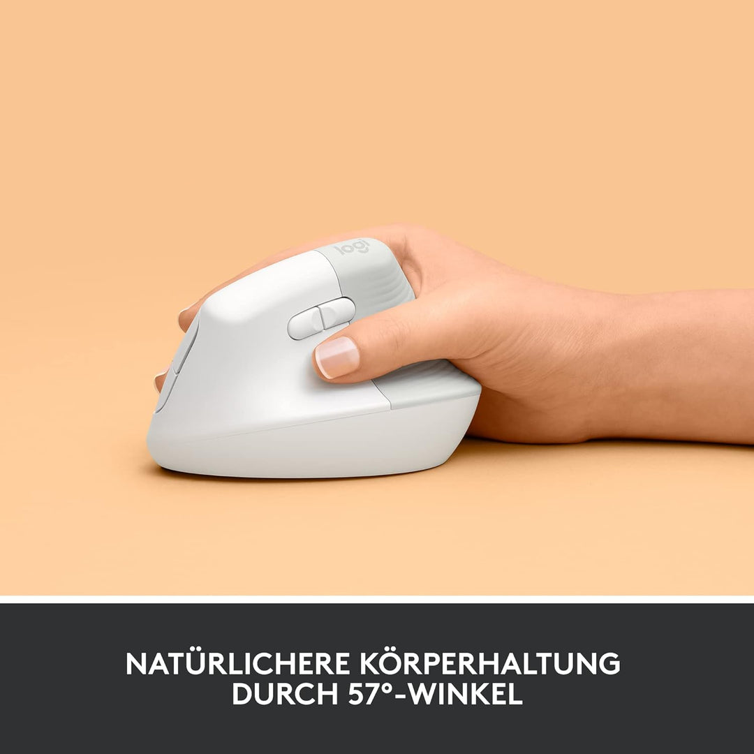 Logitech Lift Vertikale Ergonomische Maus, Kabellos, Bluetooth oder Logi Bolt USB-Empfänger, Leise K