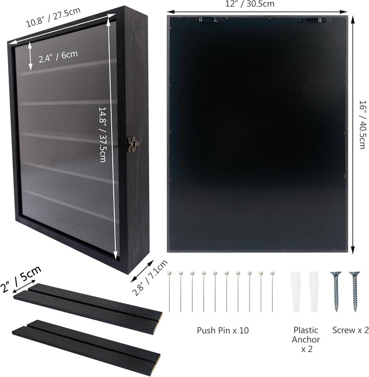 3D Bilderrahmen 30x40 Grosse Schattenbox Vitrine Rahmen mit Glasfenstertür Erinnerungsstücke Medaill