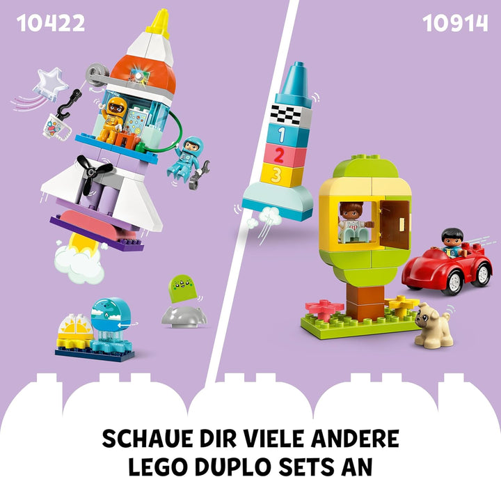 LEGO DUPLO 3-in-1-Spaceshuttle für viele Abenteuer, Weltraum-Set mit Raketen-Spielzeug für Kinder zu