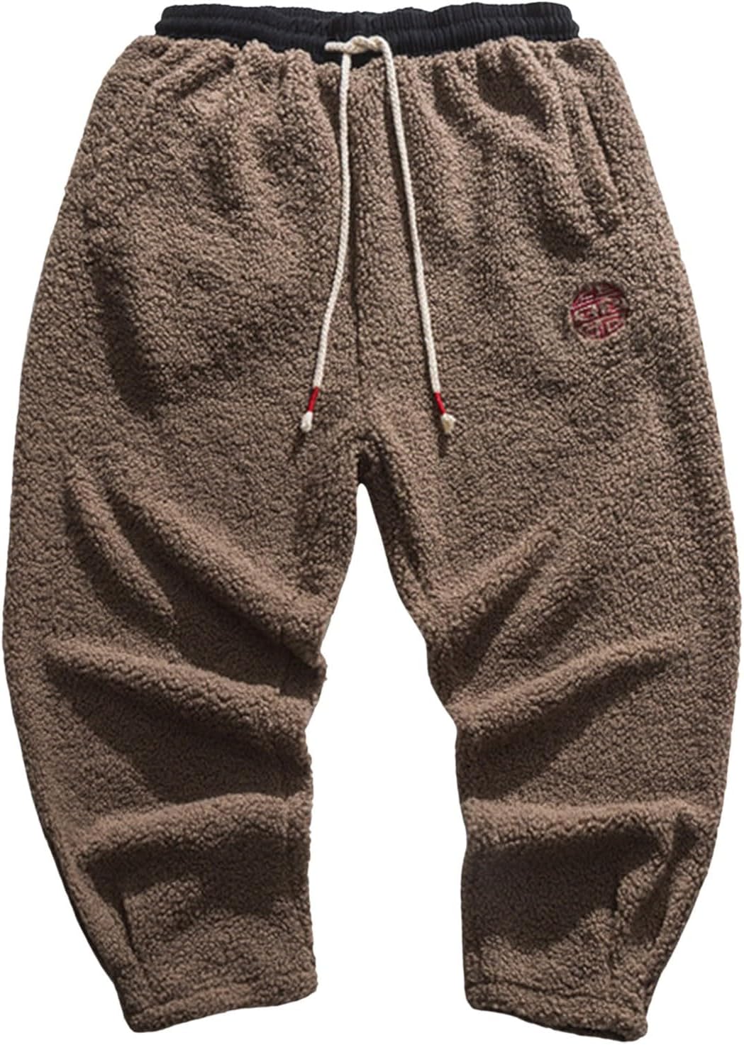 Teddy Plüsch Hose Winter Haremshose Regular Fit Lose Gerade Pants Herren Hose Baggy Gefüttert Thermo