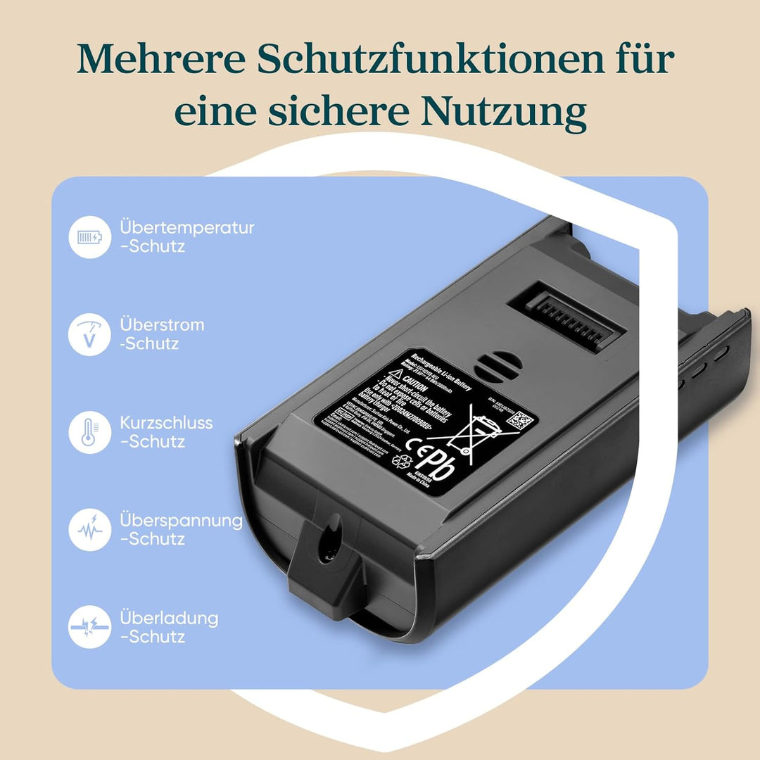 Levoit Originaler Ersatzbatterie für LVAC-200 MAX Akku Staubsauger, Laufzeit bis zu 70 Minuten, 6 *