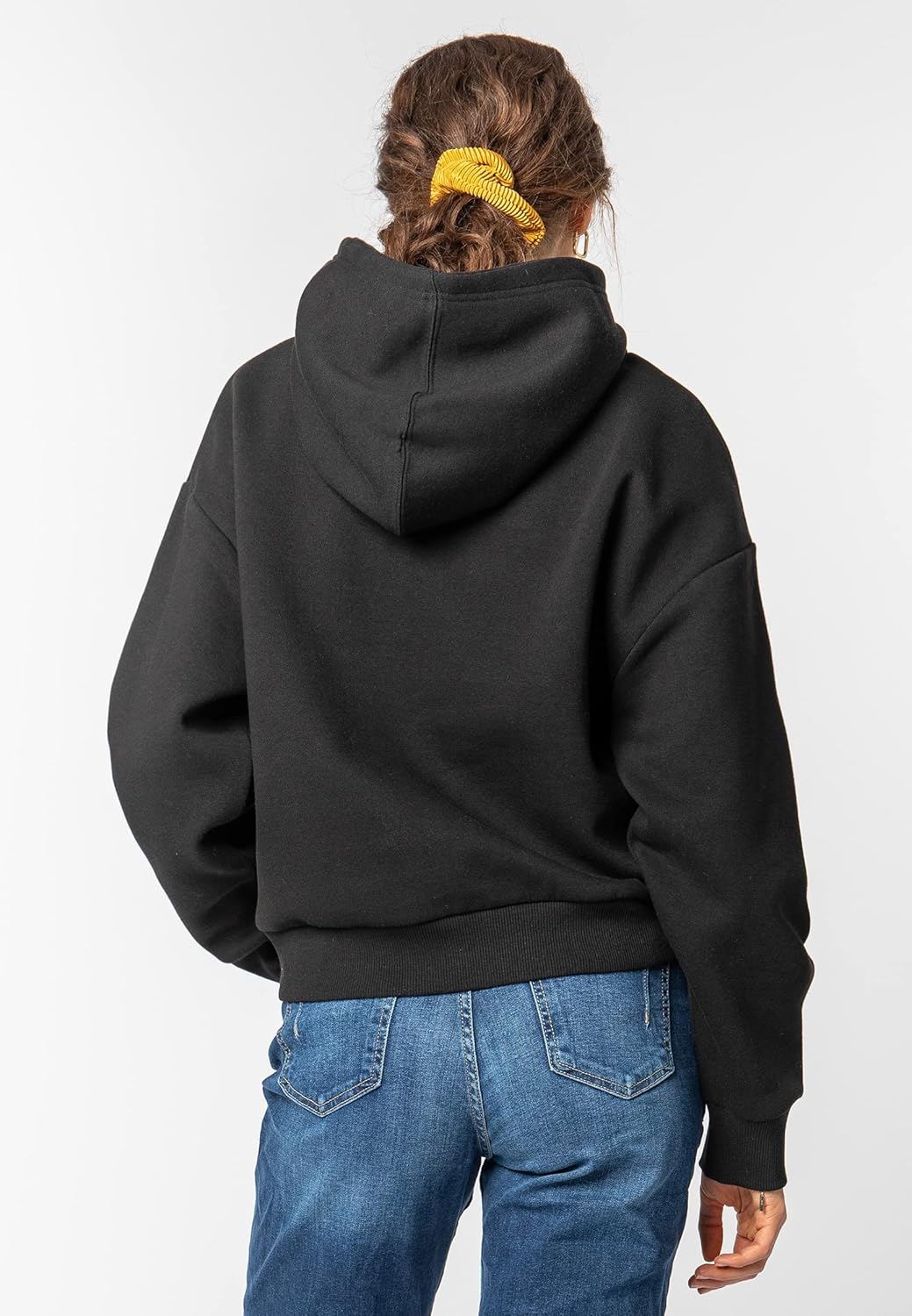 Sublevel Damen Basic Pullover Hoodie mit Mini-Print XS Schwarz, XS Schwarz