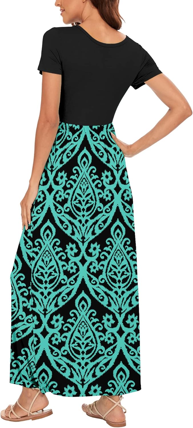 DEARCASE Damen Maxi Kleid Sommer Mutterschaft Casual Langarm/Kurzarm Floral Lose Lange Kleider Plus