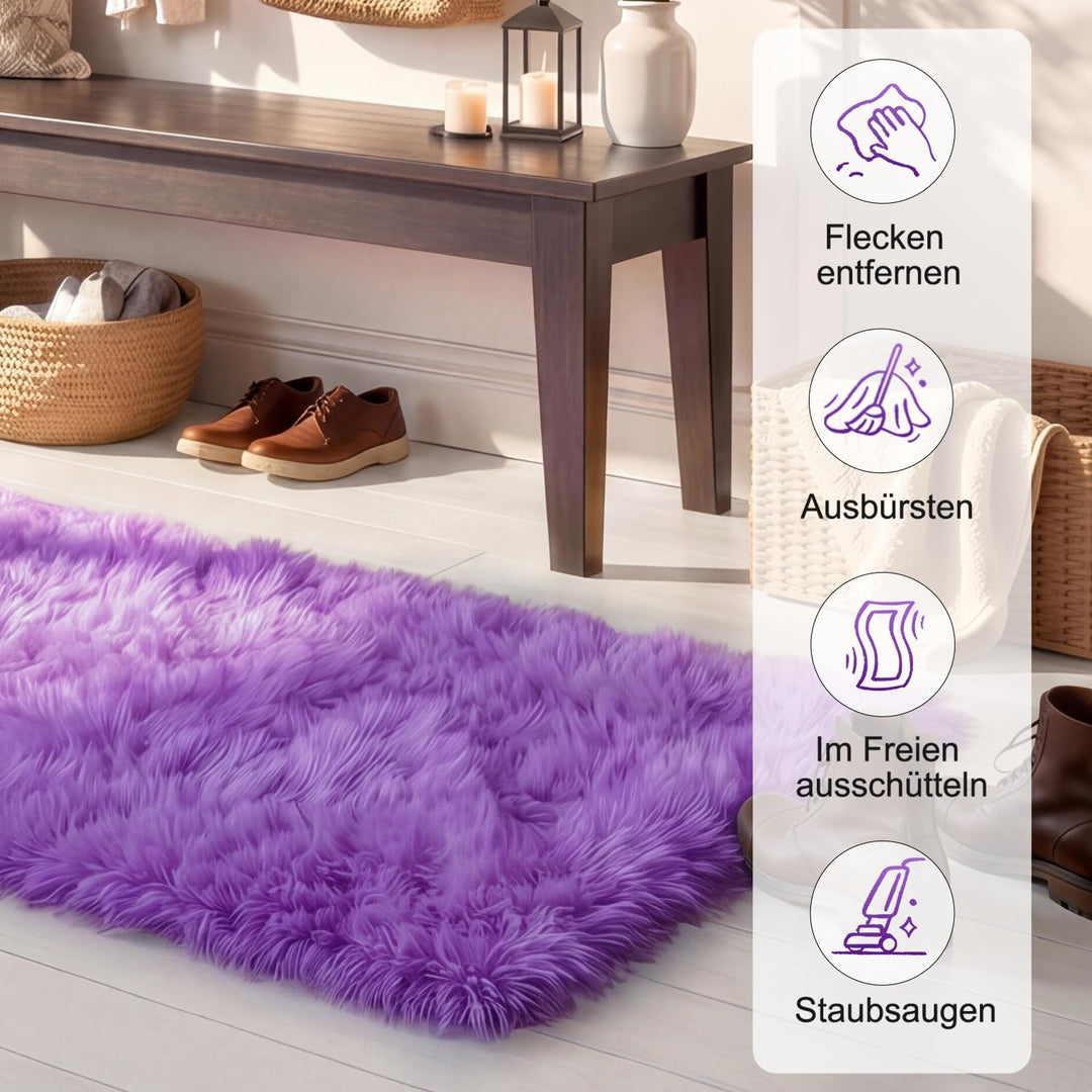 VOFUSHON Wohnzimmer Hochflor Teppich,Shaggy Flur Läufer Teppich Modern Flauschiger Weich Teppich Gro