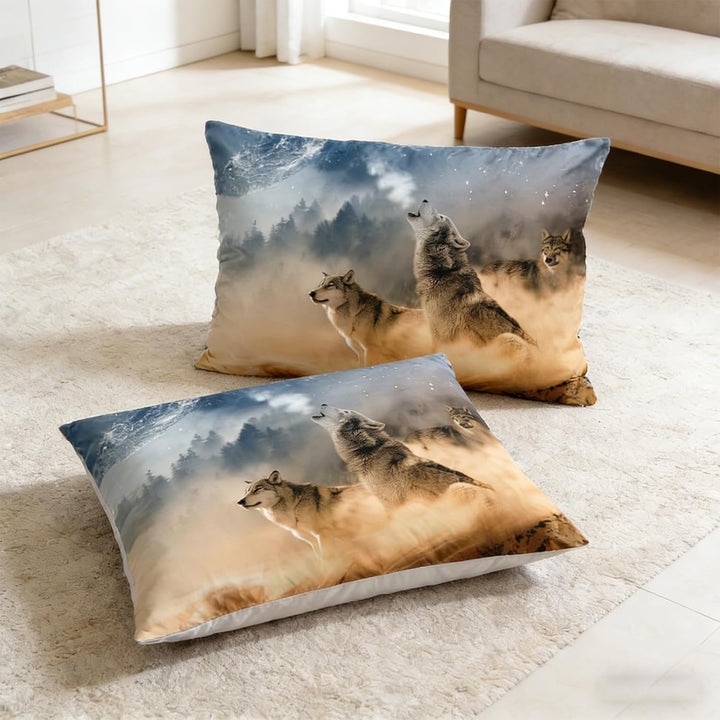 3D Wolf Theme Muster Bettbezug,3D Realistisches Tier Wolf Motiv Bettwäsche Set,Wolf-Motiv-Druck-Desi