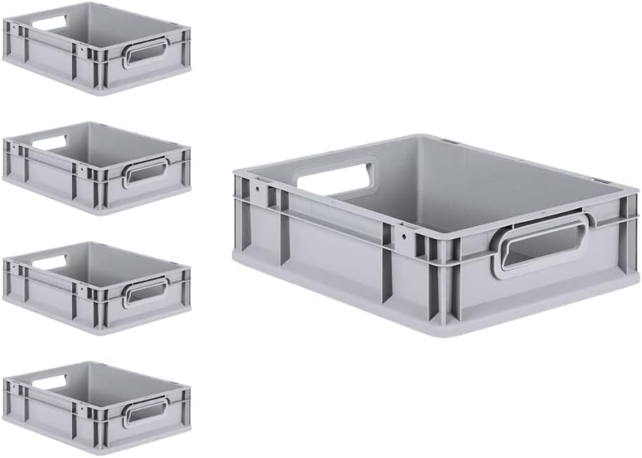 PROREGAL SuperSparSet 5x Eurobox NextGen Grip | HxBxT 12x30x40cm | 11 Liter | Griffe offen | Glatter