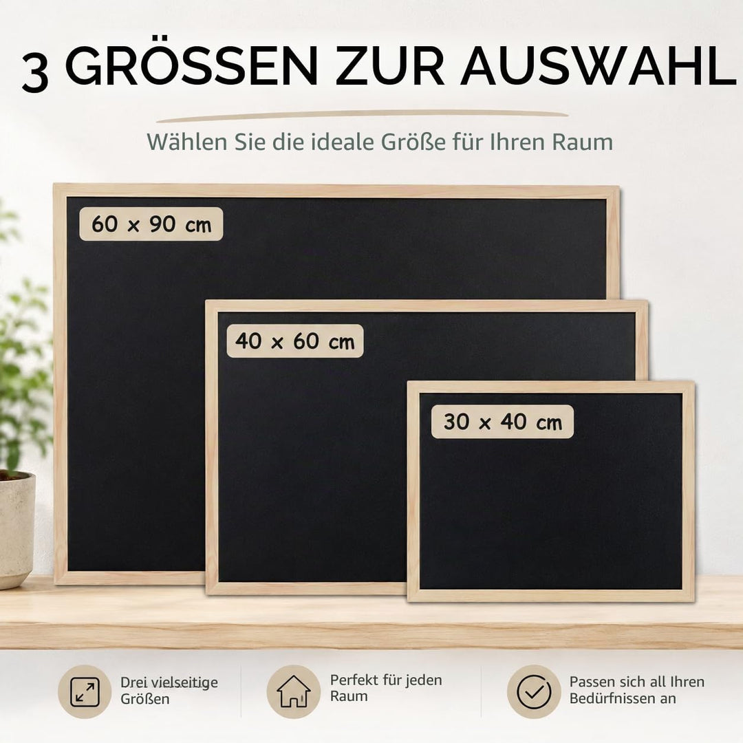 40x60cm Blackboard mit Holzrahmen, Kreidetafel Löschbar, Schwarze Tafel Zur Verwendung mit Tiza und