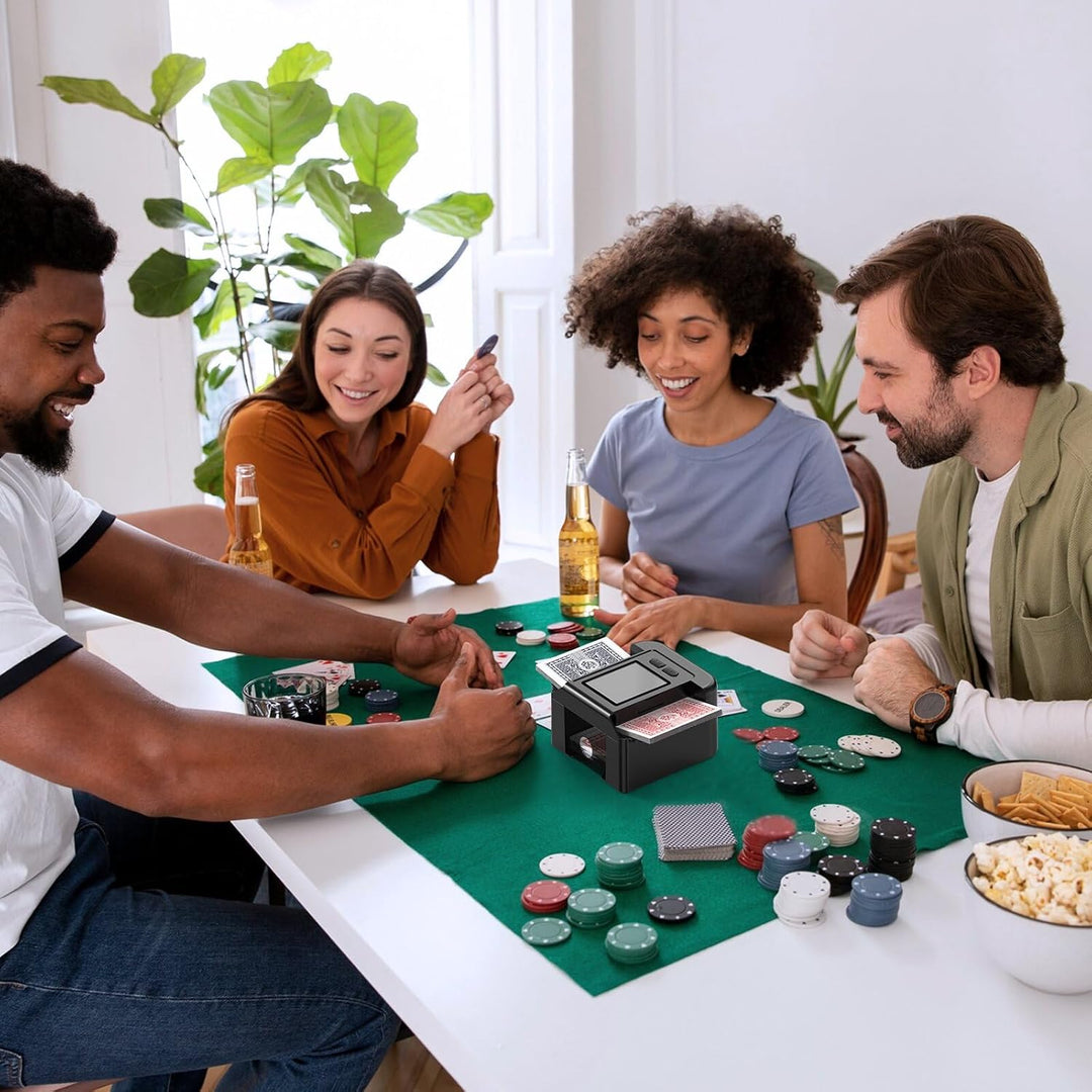 ShinePick Kartenmischmaschine Elektrische für 1-2 Decks, 2000mAh Karten Mischmaschine Automatischer