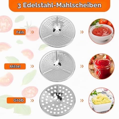 Manuelle Kartoffelmühle, Edelstahl-Lebensmittelmühle Zum Zerstampfen, Sieben und Reiben von Obst und