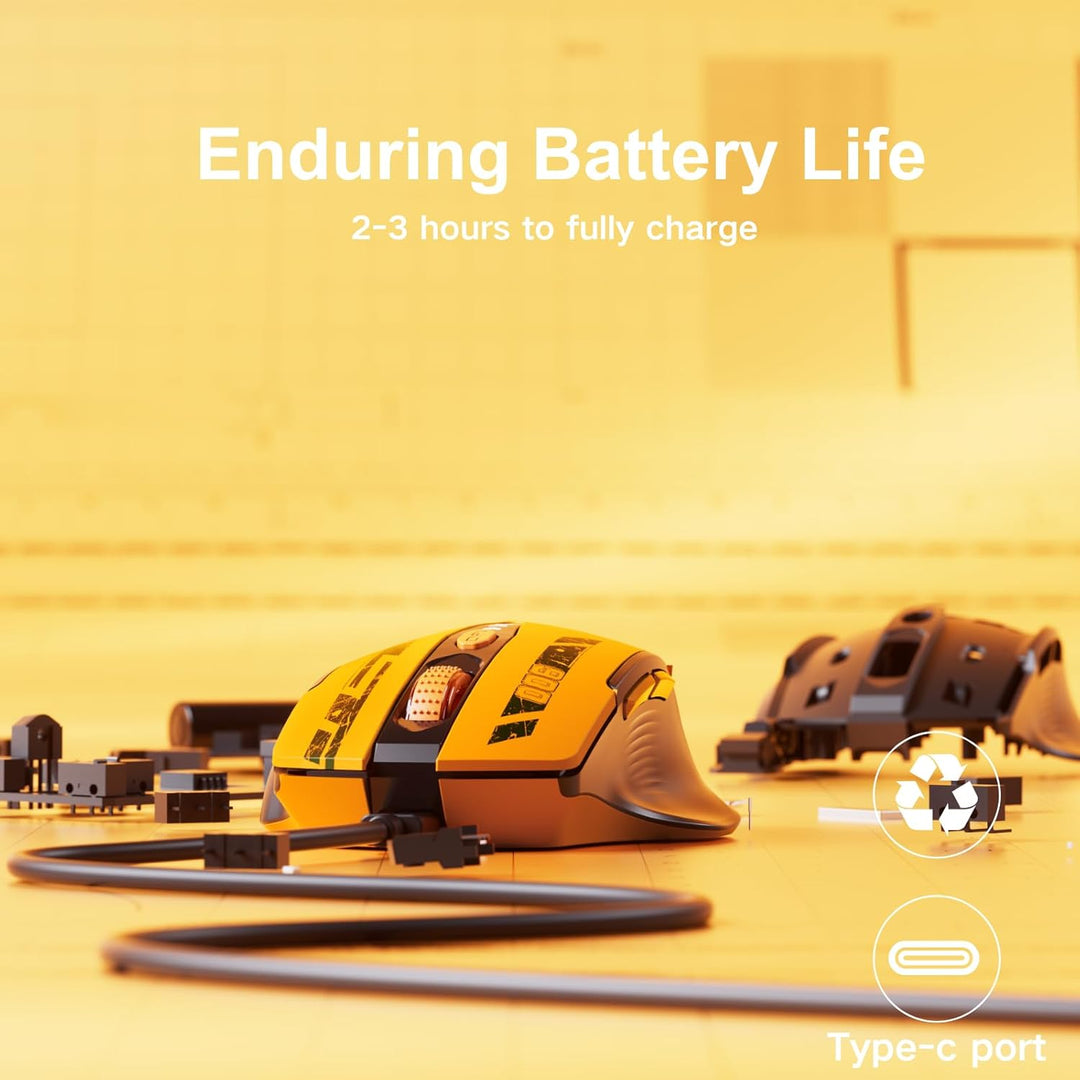 Uineer Bluetooth Maus, Tri-Mode (BT 5.0/4.0+2.4G Hz, sichtbarer Batteriestand, wiederaufladbare ergo