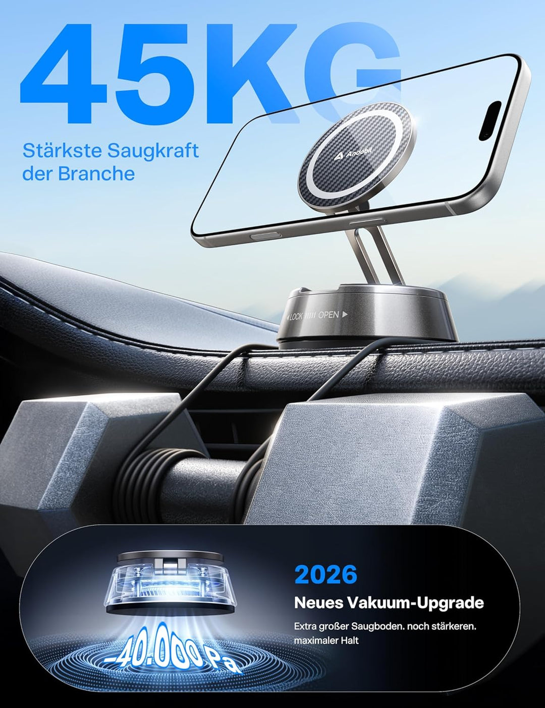 andobil 2026 Neueste Handyhalterung Auto Magnet für Magsafe Autohalterung, [20x N55 Magnete & Verbes