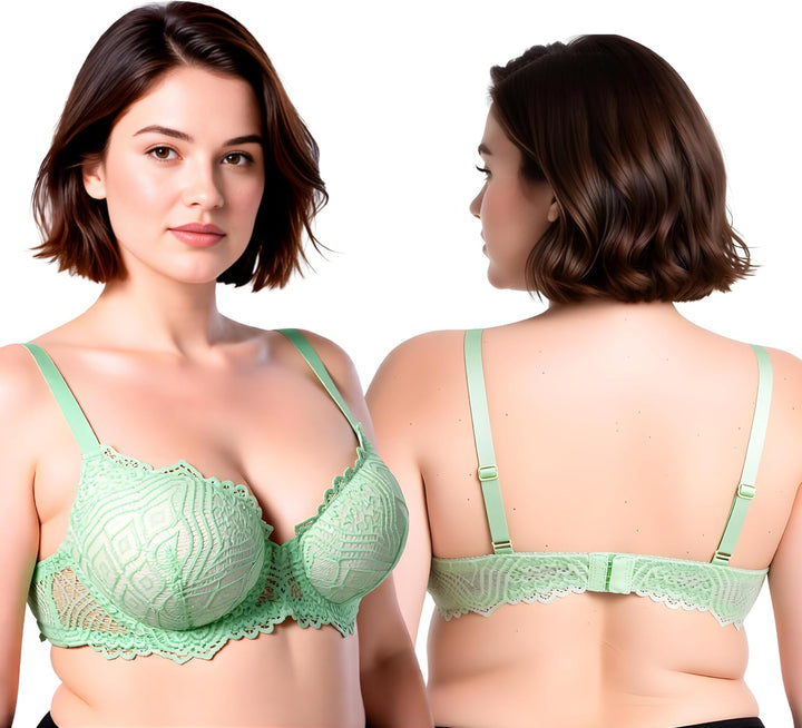Curve Muse Damen Übergrösse Bügel Hochdrücken 1 Tasse hinzufügen Bügel Perfekte Form Spitzen-BHS 95E