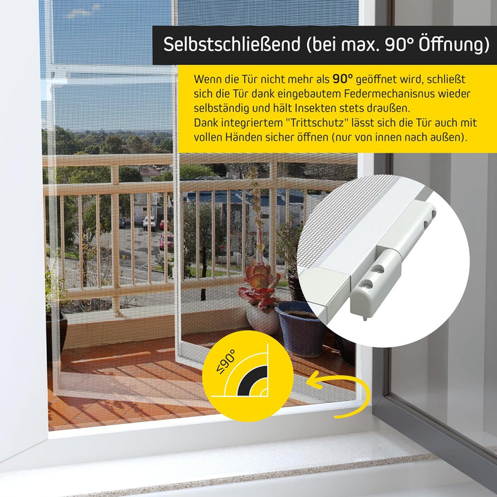 Jalousiescout ProtectLine Fliegengittertür zum Schutz vor Mücken, strapazierfähiges Fiberglas mit Al