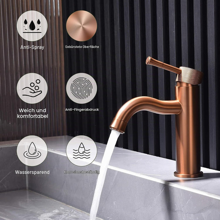 Wasserhahn Rose Gold mit Verlängerung, Strahlregler,Waschtisch Waschtisch,für Badezimmer Waschtische