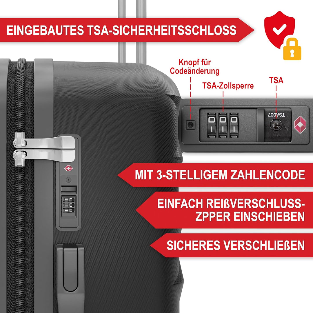 Onbest Premium Kofferset 4-TLG. – Hartschalenkoffer mit TSA-Lock, USB-Anschluss – 1x Kofferwaage, 2X