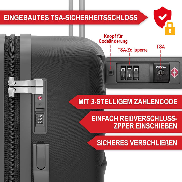 Onbest Premium Kofferset 4-TLG. – Hartschalenkoffer mit TSA-Lock, USB-Anschluss – 1x Kofferwaage, 2X