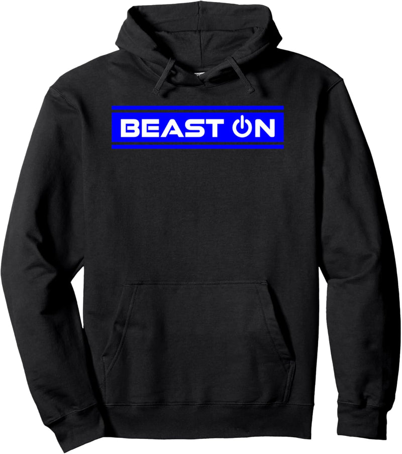 Beast ON Blau Gym Fitness Workout Gym Spruch Motivation Blau Pullover Hoodie