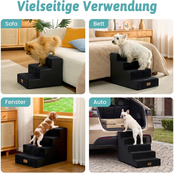 COZY KISS Hundetreppe für Kleine Hunde, 3 Stufen Haustiertreppe für Bett Couch Auto, 35cm Hoch Hochd