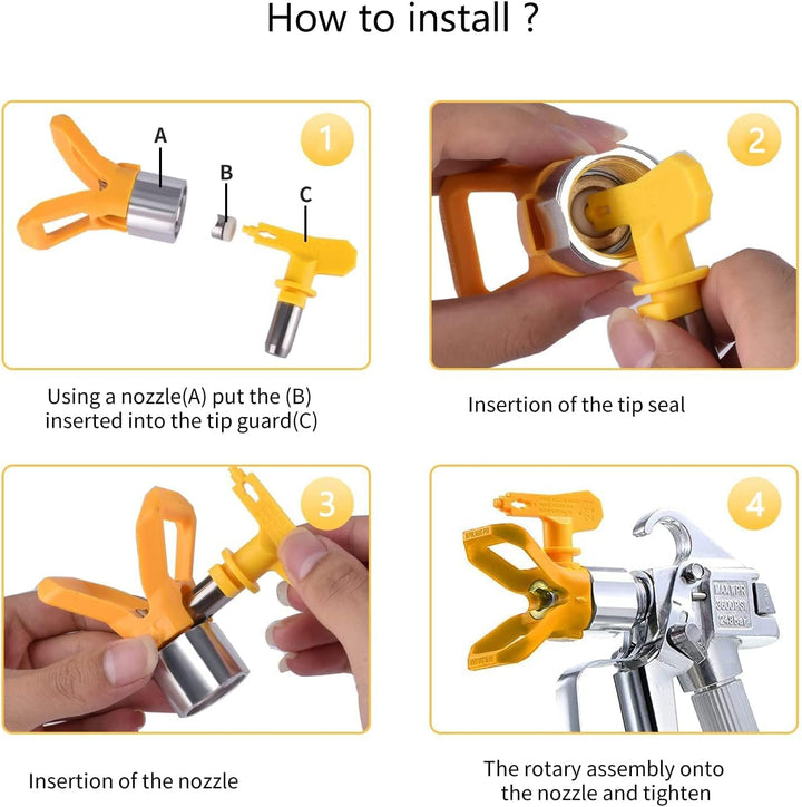 WOOLUCK® 6 Stück Airless Düse mit Spitzendichtung, für Airless Farbsprühsysteme (Typ 211,213,215,217
