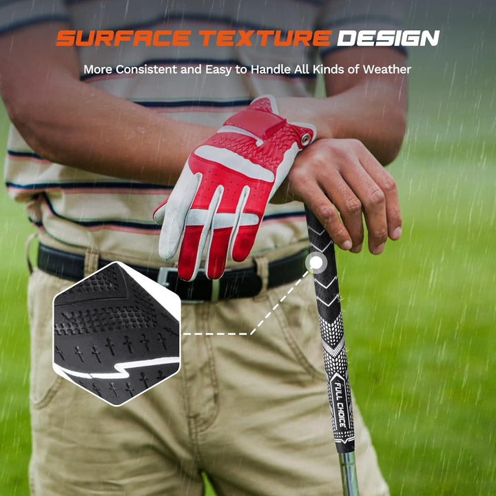 Full Choice Rubber Golf Grips 13 Pack, High Traction, Non-Slip, Advanced Texture, Choose from 13 Gri