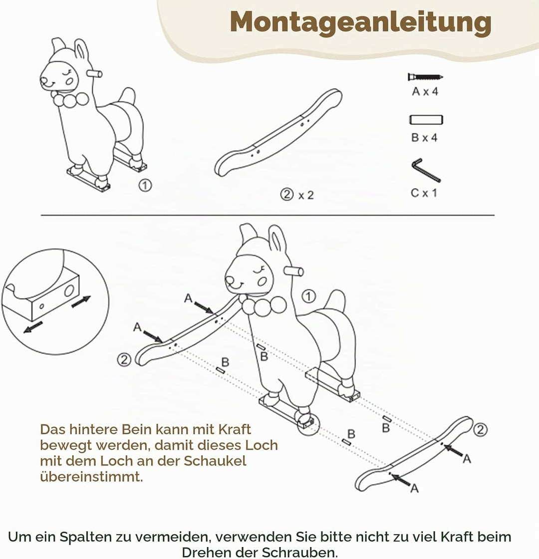 labebe Kinder Schaukelpferd Plüsch, Stofftier Schaukelstuhl Spielzeug, Alpaka Rocker