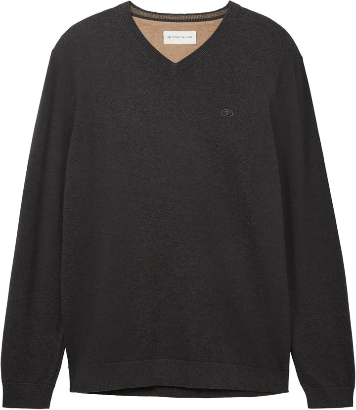 TOM TAILOR Herren Pullover, 10617 - Black Grey Melange