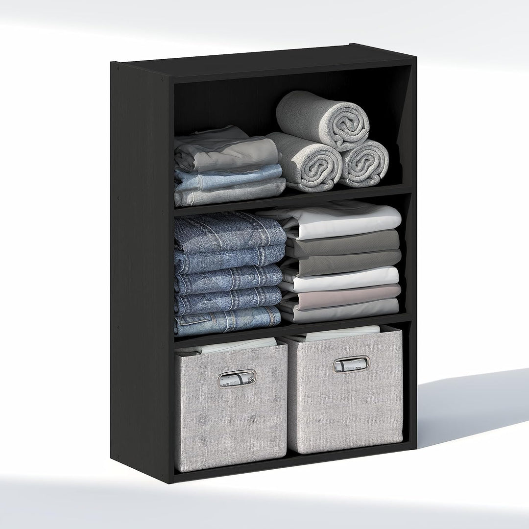 Furinno Reed Kleiderschrank-Organizer und Aufbewahrungssystem, 3-stufiger Organizer, offene Regalauf