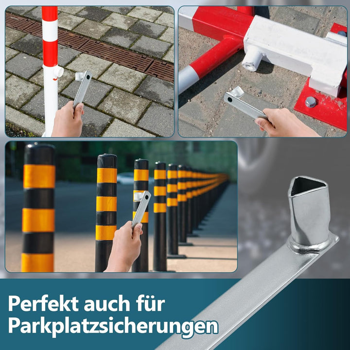Folzirt 2 Stück M12 Stahl-Dreikantschlüssel für Absperrpfosten, universal Pollerschlüssel Dreikant f