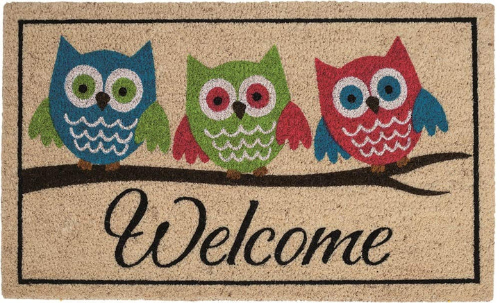 Betz Kokosmatte Fussmatte Fussabstreifer Schmutzfangmatte 3 Eulen Welcome Farbe beige Grösse 45x75cm