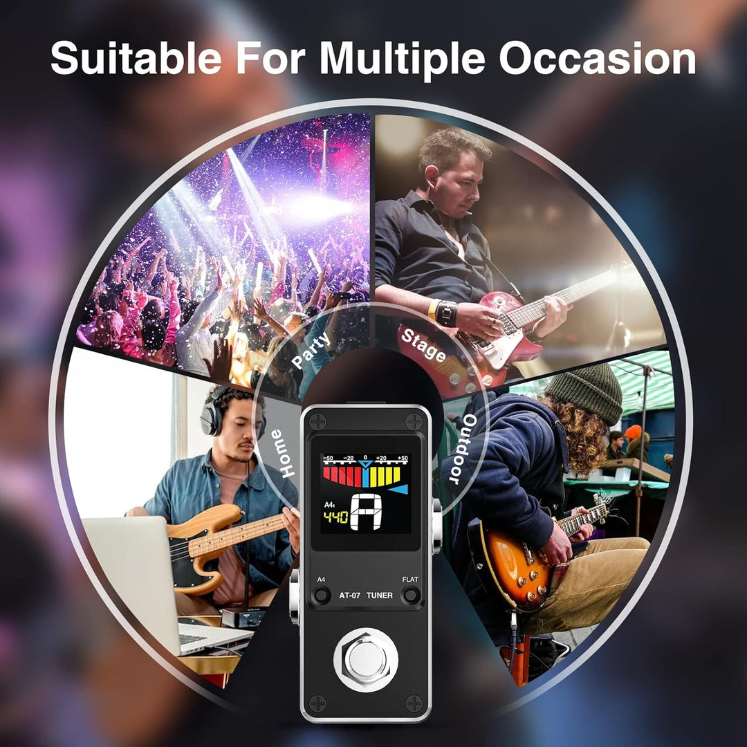 Stimmgerät-Pedal, LEKATO Chromatisches Stimmgerät-Pedal mit zwei Modi für Gitarre und Bass - Mini St