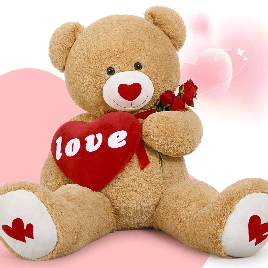 MorisMos 1.3m riesen teddybär, Hellbraun grosser teddybären Kuscheltier XXL teddys, Valentinstag dek