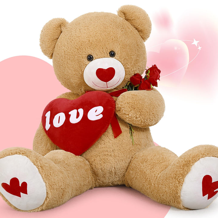 MorisMos 1.3m riesen teddybär, Hellbraun grosser teddybären Kuscheltier XXL teddys, Valentinstag dek