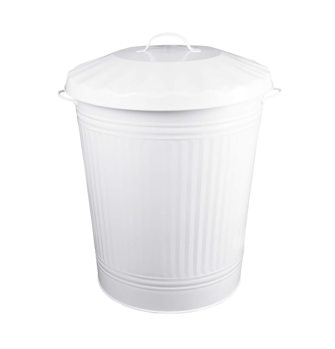 HRB Mülleimer und Wäschebehälter Zink, Vintage Design, sehr stabil (Weiss, 84 Liter) Weiss 84 Liter,