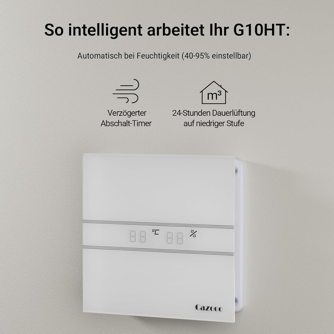 Badlüfter mit Feuchtigkeitssensor 100mm, Automatischer Badezimmer Lüfter mit Nachlauf-Timer, Leise 3