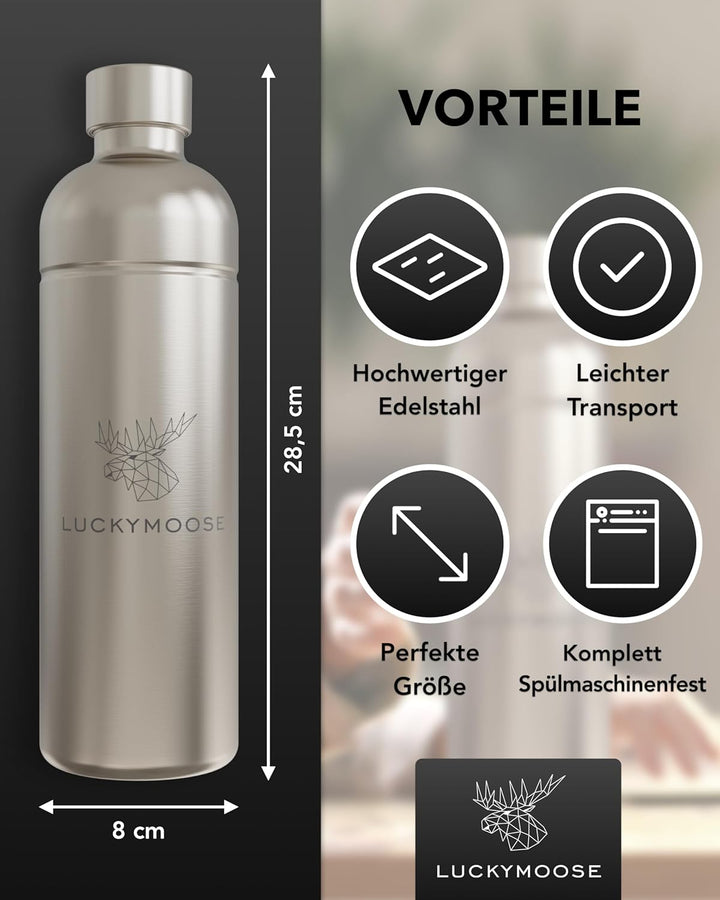Luckymoose® Flasche für Aarke Carbonator 3, Philips GoZero & Brita sodaOne Wassersprudler - Spülmasc