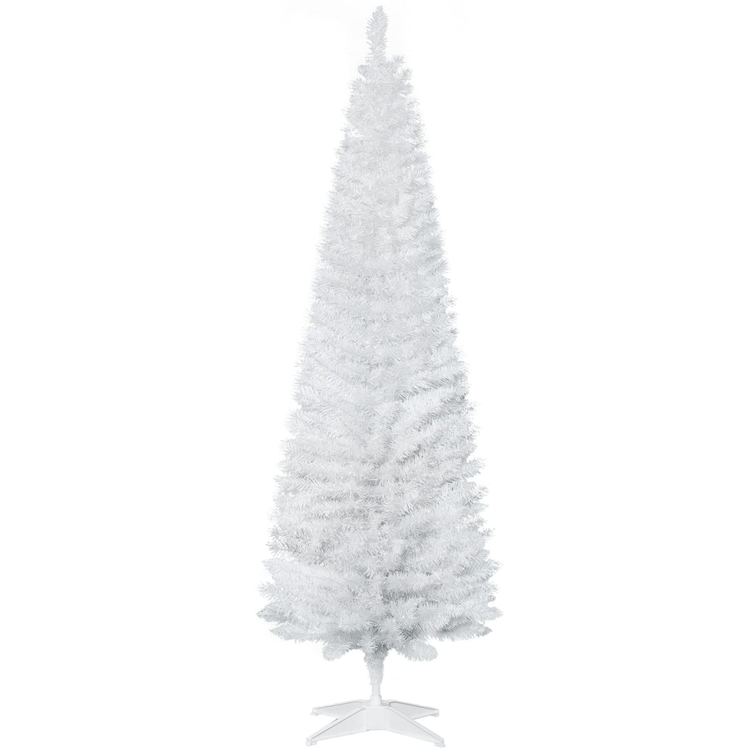 HOMCOM Weihnachtsbaum 1,8 m Christbaum mit Ständer Kunsttanne 390 Äste zerlegbar PVC Weiss Ø55 x 180