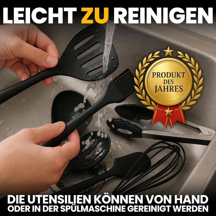 Retoo Silikon Küchenhelfer Set, 10 Stück Kochutensilien Kochgeschirr, Hitzebeständig, BPA-frei, Anti