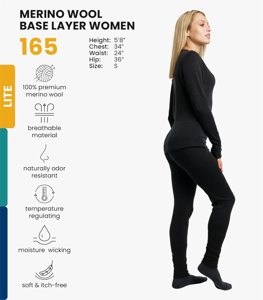 Merino.tech 100% Merino Unterwäsche Damen Set - Leicht, Mittelgewicht, Funktionsunterwäsche Merinowo