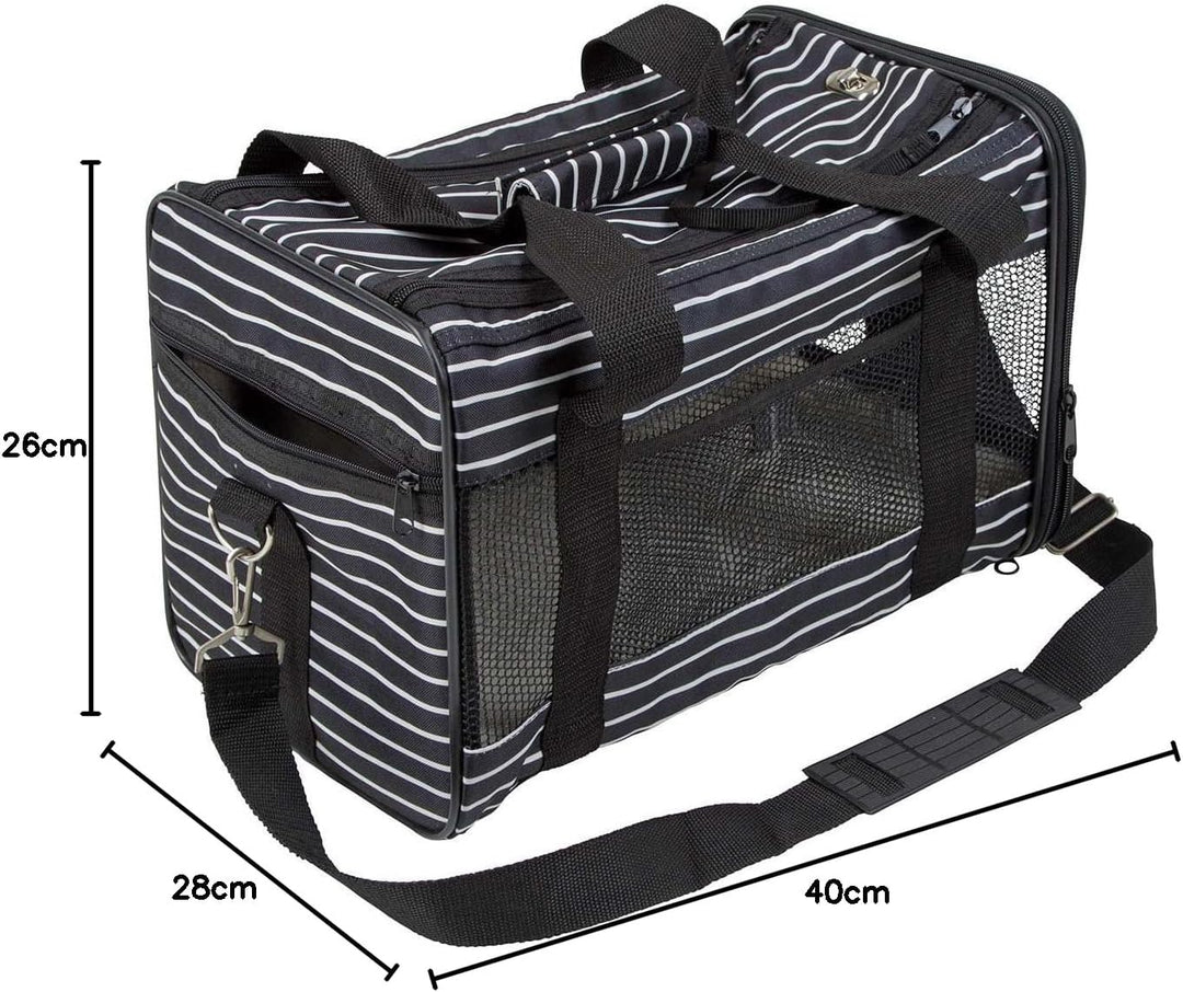 Kerbl Pet Tragetasche Cuba, Hundetasche, Transporttasche, schwarz, weiss, 40x26x28cm, Polyester, Hun