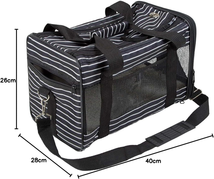 Kerbl Pet Tragetasche Cuba, Hundetasche, Transporttasche, schwarz, weiss, 40x26x28cm, Polyester, Hun