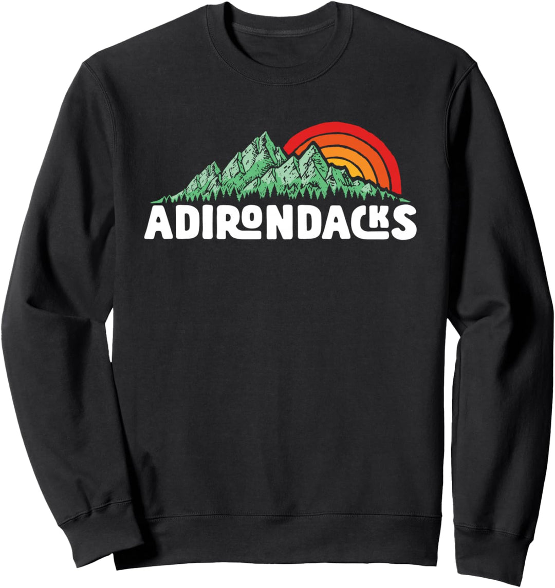 Adirondack Mountains Vintage Outdoor 80s Sunset Graphic Sweatshirt