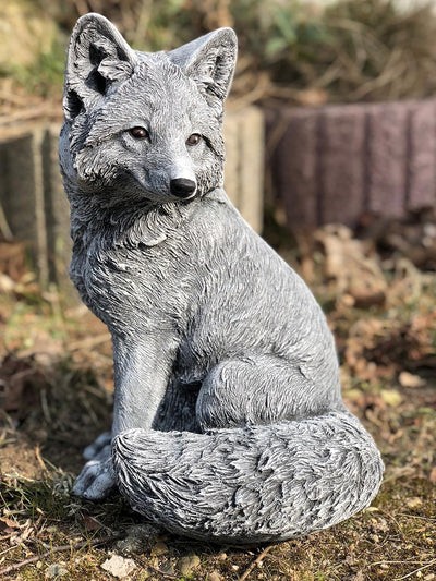 stoneandstyle Steinfigur grosser Fuchs Gartenfigur frostfest wetterfest Steinguss