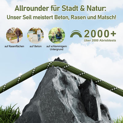 X XBEN Schleppleine, 3M 5M 6M 9M 10M 15M 20M 25M 30M Starke Hundeleine mit Bequemen Gepolsterter Gri