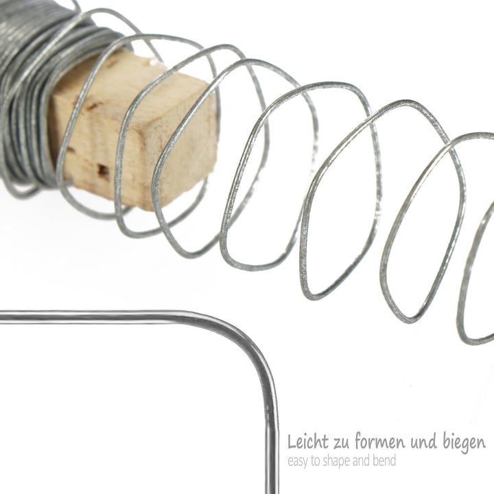 com-four® 10x Blumenwickeldraht-Set, Bindedraht verzinkt, auf Holzstab gewickelt, Stärke 0,65 mm, 10